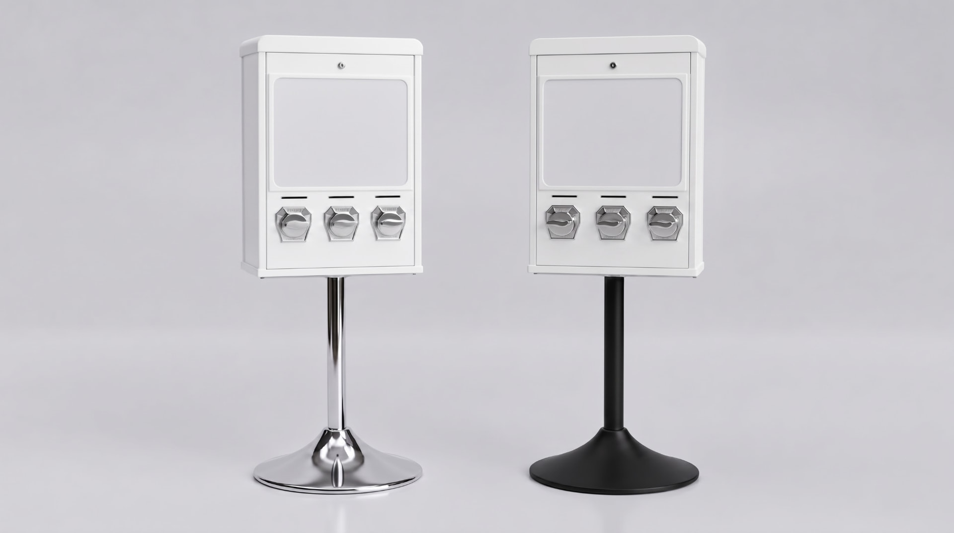 Postkartenautomat V3 mit Ständer in Chrom und Schwarz