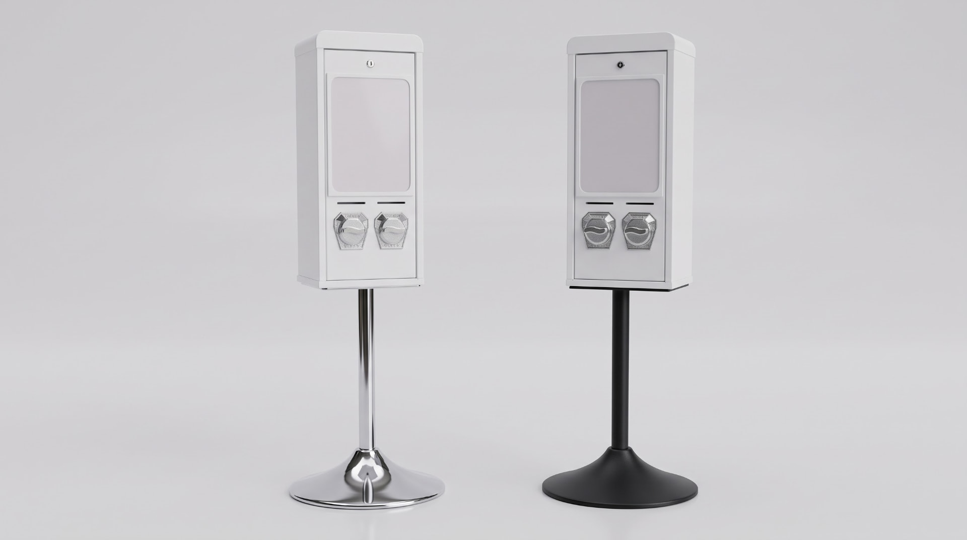 Postkartenautomat V2 mit Ständer in Chrom und Schwarz