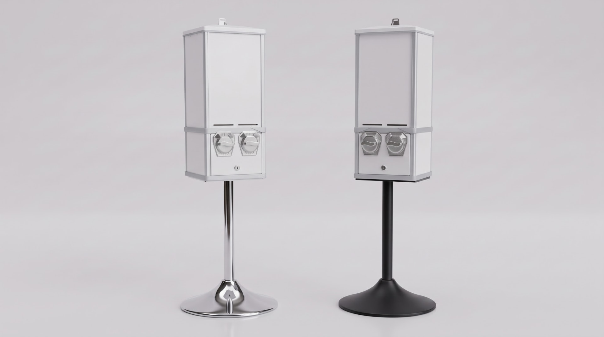 Postkartenautomat V1 mit Standfuß in Chrom und Schwarz
